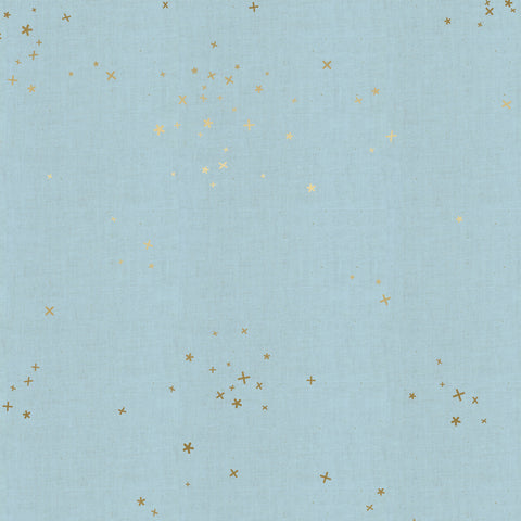 Cotton and Steel Freckles - Baby Blues Unbleached Metallic