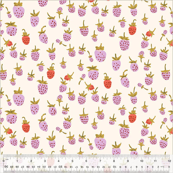 Heather Ross - Studio Edit - Strawberries Lilac MINKY. NEW!!!