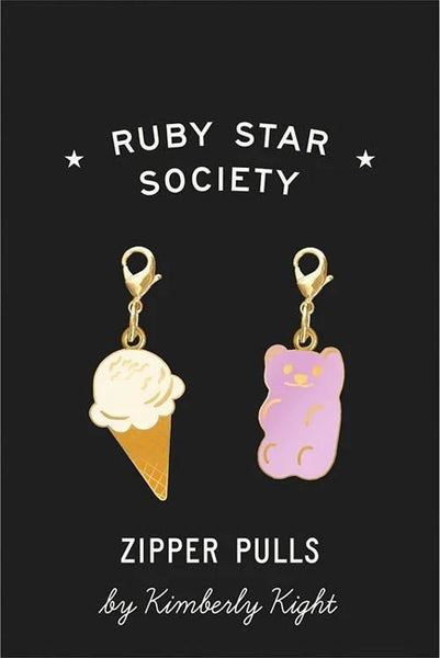 Ruby Star Society Zipper Pulls - Kimberly Kight Bear and Icecream cone