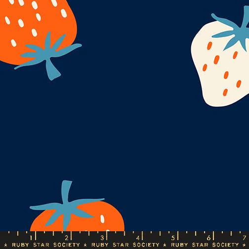 Ruby Star Strawberry Toss - 108" WIDE BACK Navy