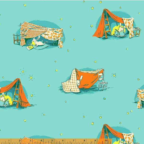 Heather Ross - Lucky Rabbit - Quilt Tent Turquoise
