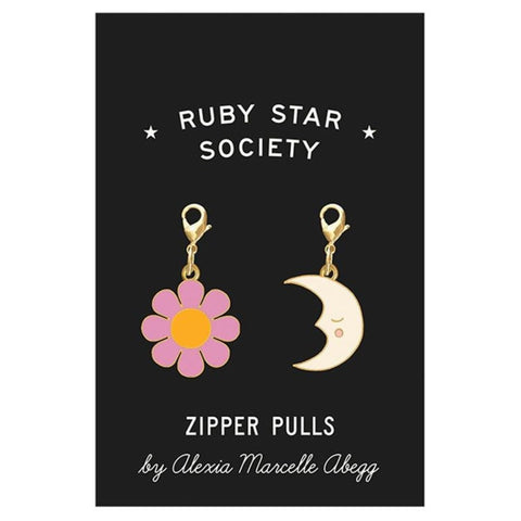 Ruby Star Society Zipper Pulls - Alexia Marcelle Abegg Flower and Moon